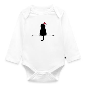 dreamy christmas cat cat christmas - Organic Longsleeve Baby Bodysuit - white - Front