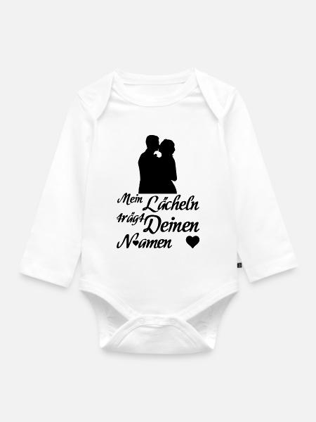 Liebe, Geschenk, Paar, verliebt, Ehe, Hochzeit - Baby Bio-Langarm-Body - Weiß