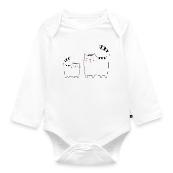 Cats Family Cat Kitten - Organic Longsleeve Baby Bodysuit - white - Front