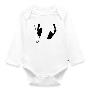 headphones_vector - Organic Longsleeve Baby Bodysuit - white - Front