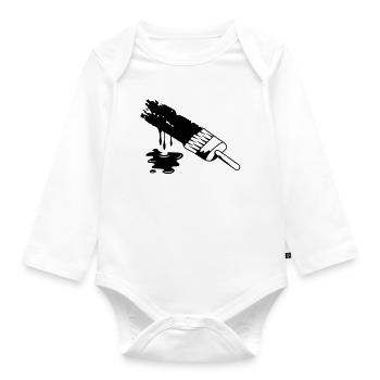 A brush and dripping paint - Organic Longsleeve Baby Bodysuit - white - Front