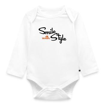funny sayings - Organic Longsleeve Baby Bodysuit - white - Front