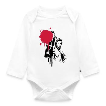 A sprayer with spray can in graffiti style - Organic Longsleeve Baby Bodysuit - white - Front