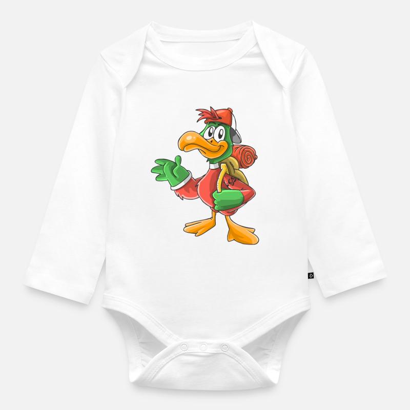 Lustiger Wandervogel - Baby Bio-Langarm-Body - Weiß