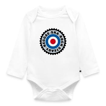 Ska, Rock Steady, Reggae Mod Target - Baby Bio-Langarm-Body - Weiß - Vorne
