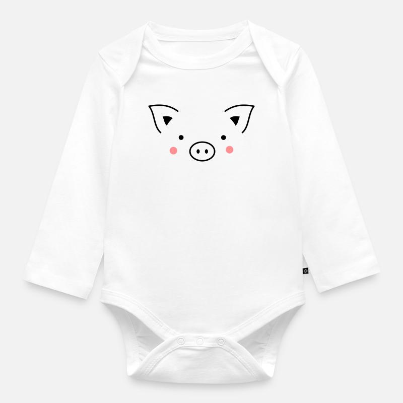 Cochon - Body Bébé bio manches longues - blanc