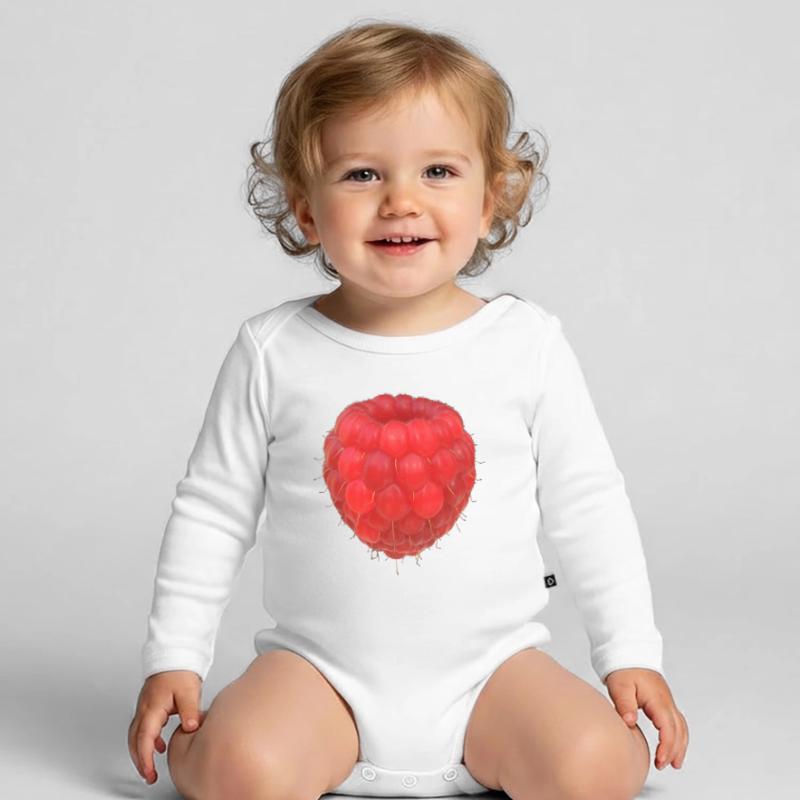 Raspberry Cluster Pattern Organic Longsleeve Baby Bodysuit