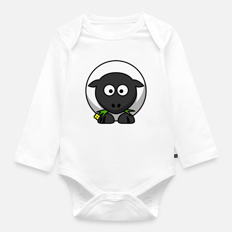 Dessin animé de mouton de nuit au clair de lune - Body Bébé bio manches longues - blanc