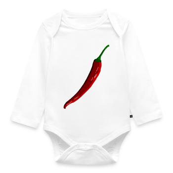 Chili,Pfeffer,scharf - Baby Bio-Langarm-Body - Weiß - Vorne