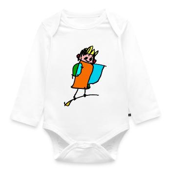 little witch on the broom - Organic Longsleeve Baby Bodysuit - white - Front