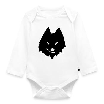 Wolfskopf Stilisiert - Baby Bio-Langarm-Body - Weiß - Vorne