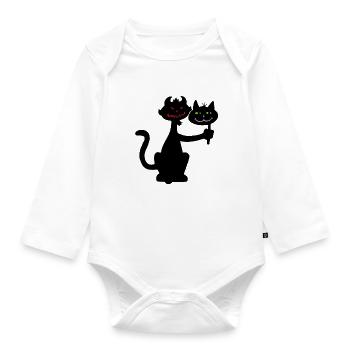 Black cat and demon - Organic Longsleeve Baby Bodysuit - white - Front
