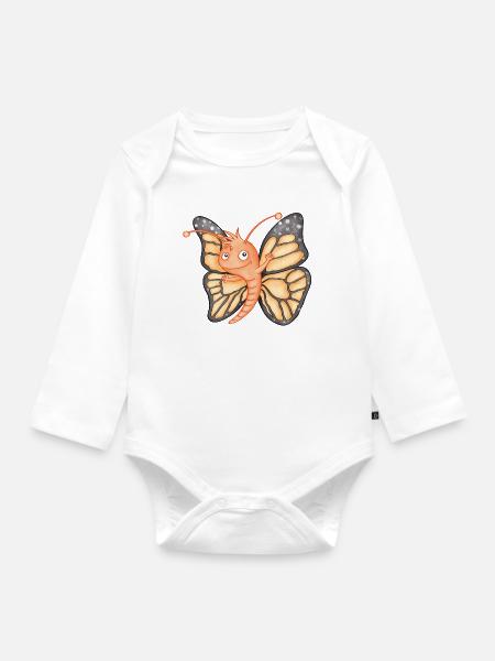 kleiner Schmetterling - Baby Bio-Langarm-Body - Weiß