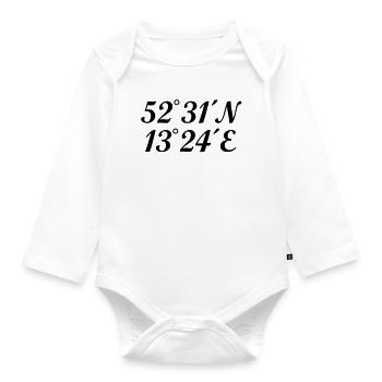 Berliner Koordinaten Berlin - Baby Bio-Langarm-Body - Weiß - Vorne
