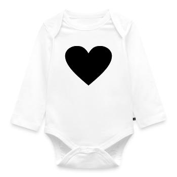 Schwarzes Herz Awesomeelement - Baby Bio-Langarm-Body - Weiß - Vorne