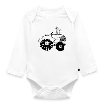Chic tractor - tractors - tractor - Bulldog - Organic Longsleeve Baby Bodysuit - white - Front