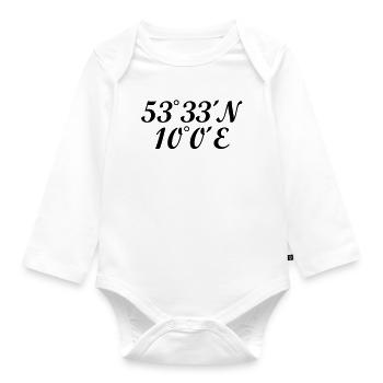Hamburger Koordinaten Hamburg - Baby Bio-Langarm-Body - Weiß - Vorne