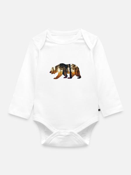 Bär - Baby Bio-Langarm-Body - Weiß