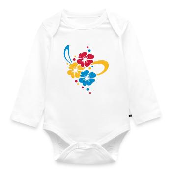 Blumenbouquet mit Schleife - Baby Bio-Langarm-Body - Weiß - Vorne