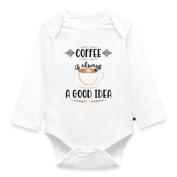 Art Deco Copper Coffee Mug - Organic Longsleeve Baby Bodysuit - white - Front