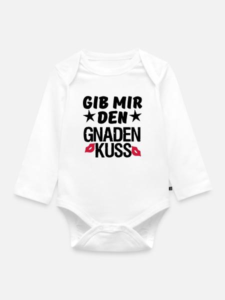Geschenk Liebe Paar lustig Spruch Kuss - Baby Bio-Langarm-Body - Weiß