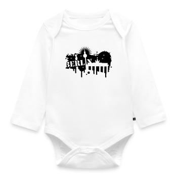 Berlin, Brandenburg Gate, and Victory Column - Organic Longsleeve Baby Bodysuit - white - Front