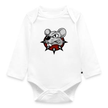 Maus Mäuse Mausi Mäuschen Ratte Haustier Tier - Baby Bio-Langarm-Body - Weiß - Vorne