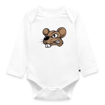 Maus Mäuse Mausi Mäuschen Ratte Nagetier Haustier - Baby Bio-Langarm-Body - Weiß - Vorne