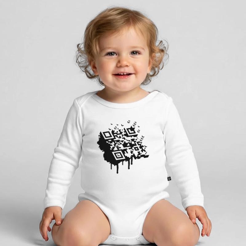 A 3D bar code as a graffiti Organic Longsleeve Baby Bodysuit