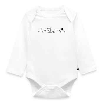 Unhappy Plus Breakfast is Happy - Coffee Croissant - Organic Longsleeve Baby Bodysuit - white - Front