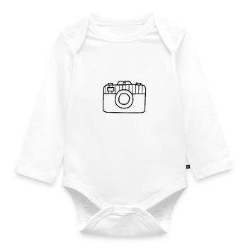 Foto Kamera - Baby Bio-Langarm-Body - Weiß - Vorne