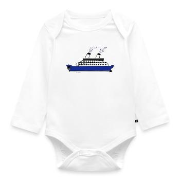 Schiff - Baby Bio-Langarm-Body - Weiß - Vorne