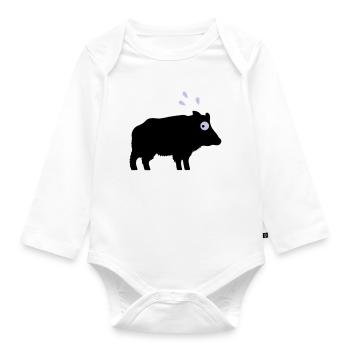 Angstschwitzendes Wildschwein - Baby Bio-Langarm-Body - Weiß - Vorne