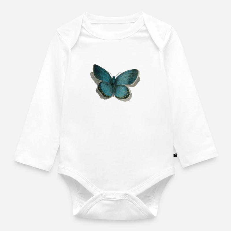 papillon - Body Bébé bio manches longues - blanc