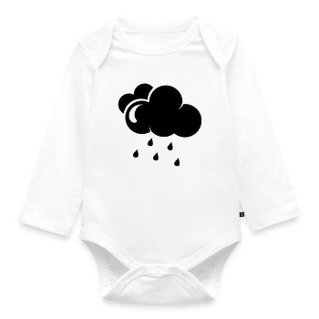Cloud with rain drops - Organic Longsleeve Baby Bodysuit - white - Front