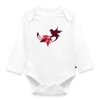 Fantasy bird's nest made of leaves with a bird - Organic Longsleeve Baby Bodysuit - white - Front