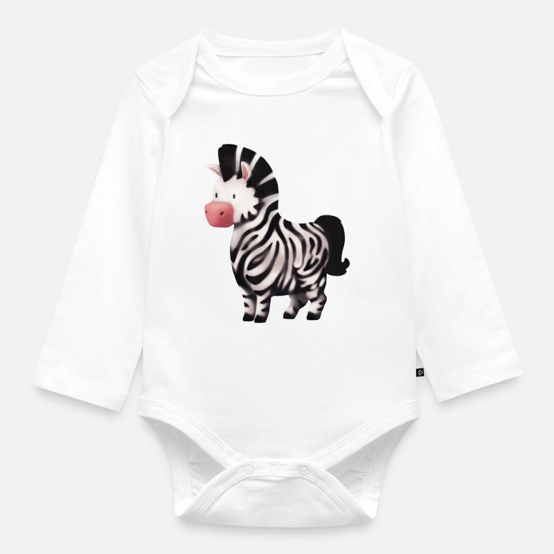 Zebra Illustration - Baby Bio-Langarm-Body - Weiß