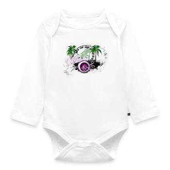 Music speaker with palm trees - Organic Longsleeve Baby Bodysuit - white - Front