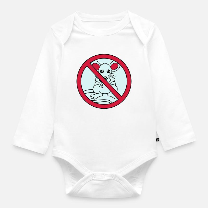 verboten schild durchgestrichen keine maus suess n - Baby Bio-Langarm-Body - Weiß