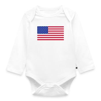 American flag - Organic Longsleeve Baby Bodysuit - white - Front