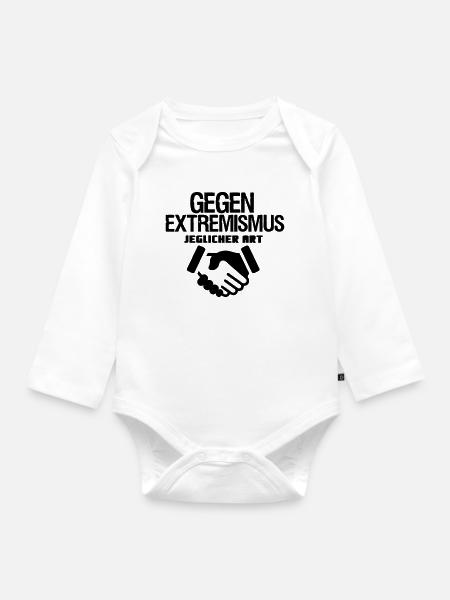 Gegen Extremismus Politik Statement Geschenk - Baby Bio-Langarm-Body - Weiß