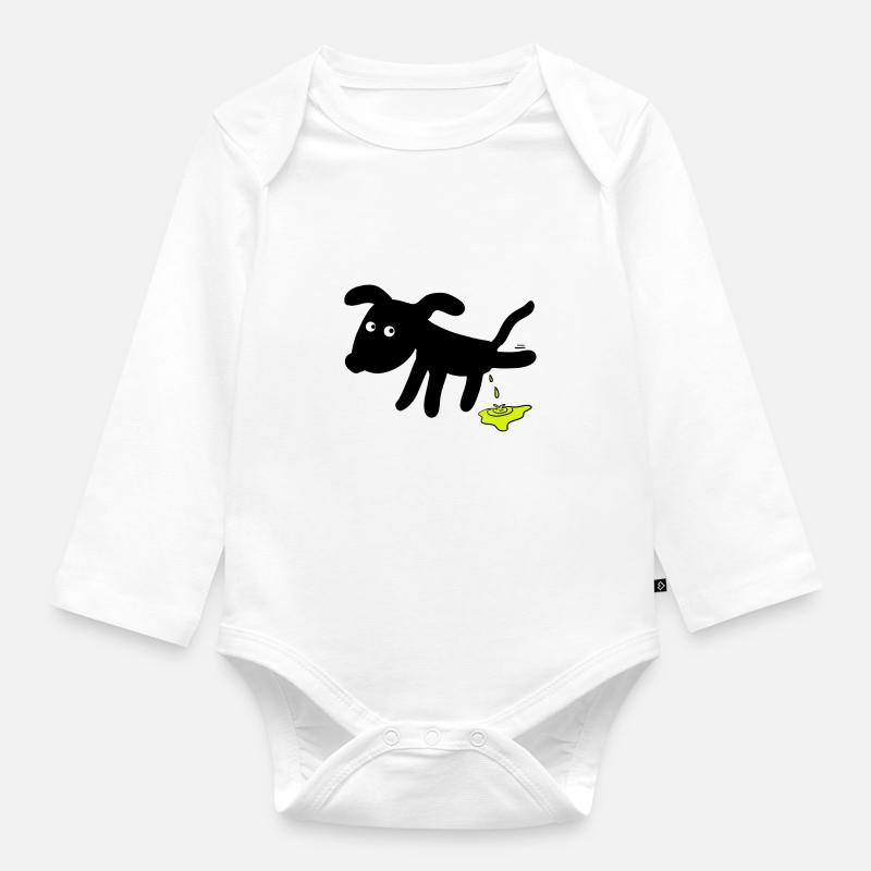 Dog pees dogs - Organic Longsleeve Baby Bodysuit - white