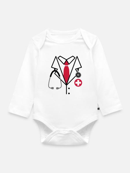 Doktor, Doktor Kostüm - Baby Bio-Langarm-Body - Weiß