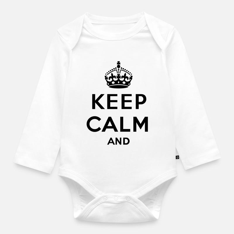 Keep calm and... - eigenen Text (Carry on) - Baby Bio-Langarm-Body - Weiß