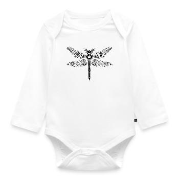 Libelle mit filigran verzierten Flügeln - Baby Bio-Langarm-Body - Weiß - Vorne