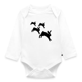 Springen Kaninchen - Baby Bio-Langarm-Body - Weiß - Vorne