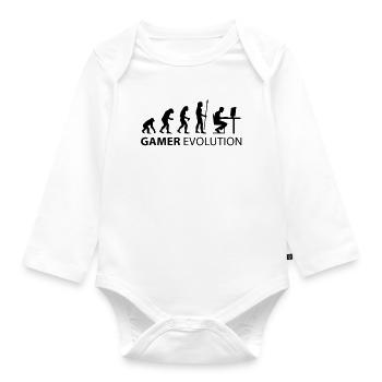 gamer evolution - Organic Longsleeve Baby Bodysuit - white - Front