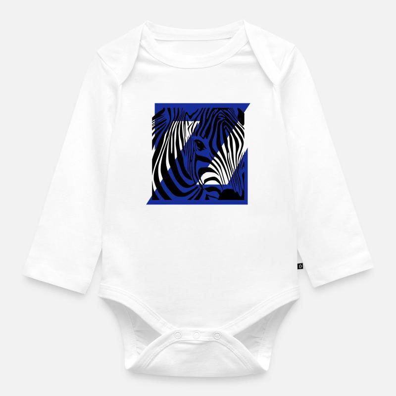 Zebra-Mix - Baby Bio-Langarm-Body - Weiß