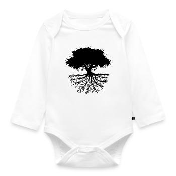 tree roots black - Baby Bio-Langarm-Body - Weiß - Vorne