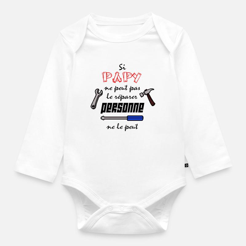 Papy c'est le meilleur - Body Bébé bio manches longues - blanc